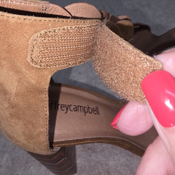 Jeffrey Campbell Lindsay Brown Suede Geometric Heel Closure At Ankles Size 5 - Picture 5 of 8